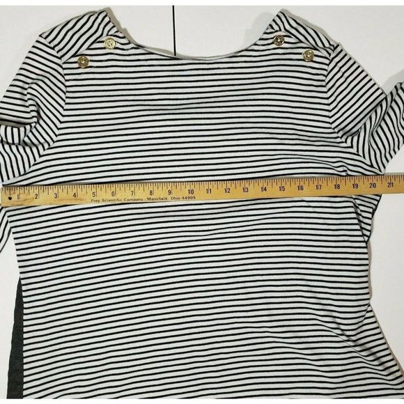 Tommy Hilfiger White Black Striped Boat Neck Top Tee XL EUC - Picture 5 of 6